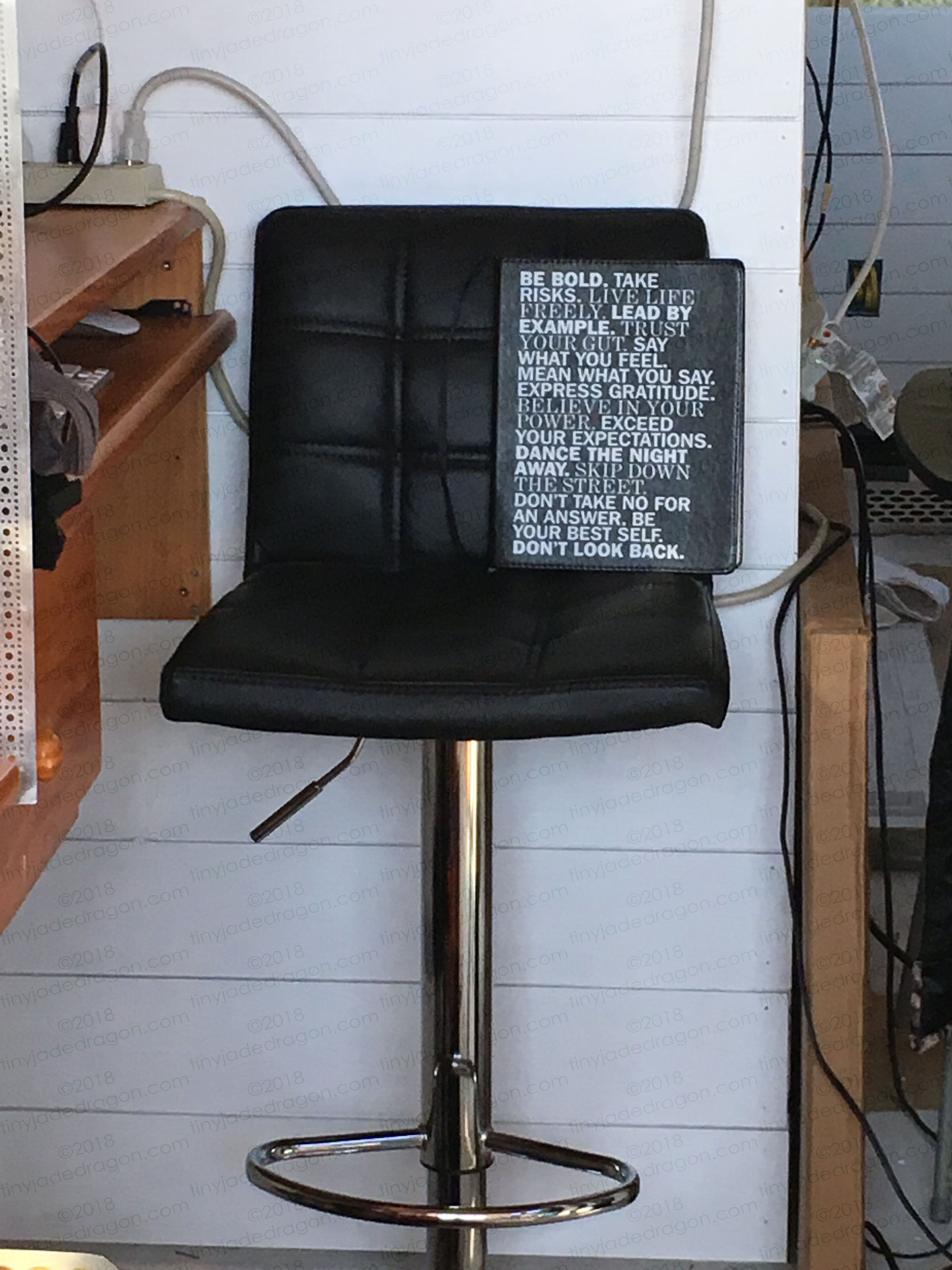 Motivational journal on office chair